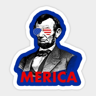 abraham lincoln merica American Flag sunglasses Sticker